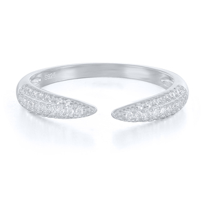 ROXI 925 Sterling Silver <b>Dainty</b> Gold Plated Triple Row CZ Pave Two Horns Open <b>Ring</b> - Product Image 2