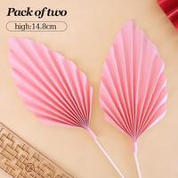 2 teile/paket Glitter Fan Cake Topper Golden Leaf Kuchen Dekoration liefert Hochzeits torte Zubehör Valentinstag Palm Leaf Papier Fan