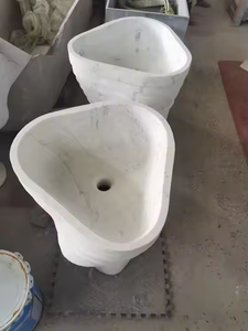 Lavabos sur <span class=keywords><strong>colonne</strong></span> en marbre Carrara blanc et <span class=keywords><strong>gris</strong></span>, style moderne et artistique, en pierre naturelle, pour <span class=keywords><strong>salle</strong></span> <span class=keywords><strong>de</strong></span> <span class=keywords><strong>bain</strong></span>, avec base rotative - Product Image 4