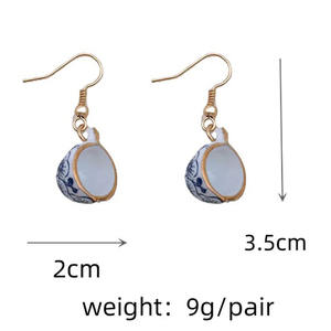 Porzellan Tasse Ohrringe <span class=keywords><strong>Hand</strong></span> zeichnung Tropfen Ohrringe - Product Image 5