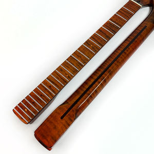Mástiles de Guitarra Eléctrica ST de 22 Trastes y 9.5 Pulgadas de Radio, Mástil de Guitarra de Arce con Llama de Tigre Marrón Oscuro, Acabado Brillante en Venta - Product Image 4