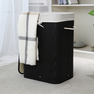 Giỏ đựng đồ giặt bằng tre gấp gọn màu đen, có tay cầm và nắp, lựa chọn tốt 72L - Product Image 4