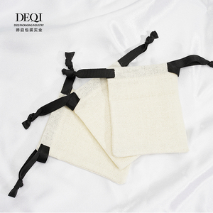 DEQI Packaging Jewellery 8*10 cm Beige Medium Cotton Canvas Drawstring <b>Pouch</b> Gift Jewelry Packaging Bags - Product Image 3