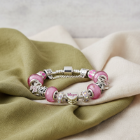Nouvelle arrivée Designer perles faisant ruban rose Brest sensibilisation au cancer inspiré Accent dame bijoux attirail Bracelet