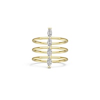 Bague personnalisée en argent sterling 925 plaqué or 14 carats avec diamants de laboratoire multi-rangs, coupe marquise, anneaux superposés pour femmes, bijoux fins