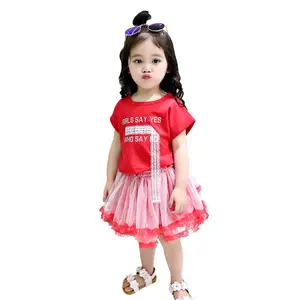 Yeni Premium pamuk çocuk kız tül türkiye Dangeree elbiseler bir çizgi desen çin tedarikçiden satın