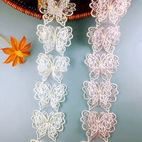 Applique en dentelle brodée, double couche, motif animalier tridimensionnel ajouré, série papillon 26041101