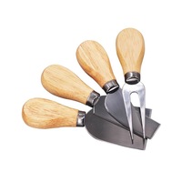 Ensemble de 4 couteaux à fromage manche en bois couteaux à fromage en acier inoxydable Cutter Slicer Fork Premium Four-piece Cheese Knife Collection