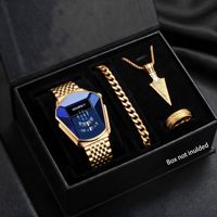 Coffret bijoux montre 4 pièces tendance, montre quartz homme style moto grand cadran, idée cadeau