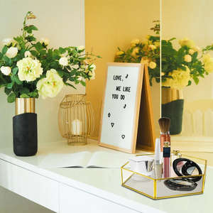 Hot Selling Luxury Creative <b>Perfume</b> Storage Glass <b>Tray</b> Custom Gold Mirror <b>Tray</b> Home Decor - Product Image 2
