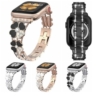 Correa de reloj inteligente Upro para mujer, delgada, con cristal de trébol de cuatro hojas y metal, para Apple Watch Series 8, 9, 10, Ultra, SE, 42, 44, 45, 46 mm - Product Image 1