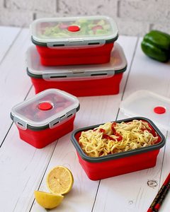 Hộp Cơm Trưa Bento Bằng Silicon Chống Rò Rỉ Có Thể Gập Lại Hộp Đựng Thực Phẩm Bằng Silicon Có Nắp - Product Image 3