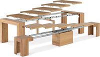 Table à manger extensible moderne en bois massif, personnalisable en gros, directement de l'usine, 2 à 12 places, mobilier de cuisine gain de place