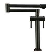Robinet de cuisine moderne à 2 poignées, en laiton, à montage sur plan, avec cartouche céramique, finition bronze huilé poli, mitigeur d'évier pliable