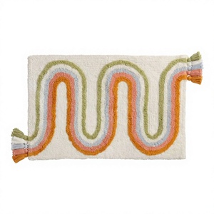 Alfombrilla de baño personalizada de color con mechones modernos, alfombras de baño de diseñador de secado rápido, algodón con técnicas hechas a máquina para baños ITHL - Product Image 1