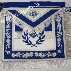 US Master Mason Apron With G Hand Embroidery | Hand Made White and Burgundy Satin Silk Apron | USA Flag Apron - Product Image 4