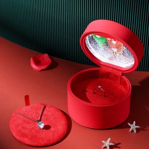High Quality Christmas LED Jewelry <b>Gift</b> <b>Box</b> <b>Red</b> Round Suede Lining Ring Necklace <b>Gifts</b> Set Jewelry Packaging Storage <b>Box</b> - Product Image 1