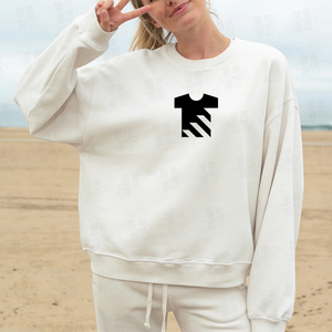 Sudadera de cuello redondo para mujer, con logotipo bordado personalizado, de algodón, felpa francesa, oversize, para chicas, 400 g/m² - Product Image 3