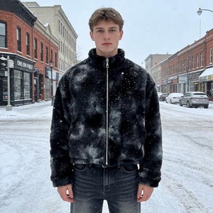 <span class=keywords><strong>Giacca</strong></span> Invernale da <span class=keywords><strong>Uomo</strong></span> Personalizzata di Alta Qualità con Zip, Stile Varsity Tie-Dye in Pile Sherpa Morbido per Esterno - Product Image 3