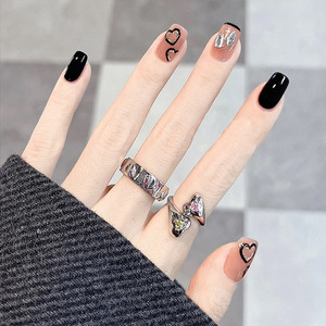 <span class=keywords><strong>Unghie</strong></span> Finte Adesive Ultra Sottili Senza Cuciture <span class=keywords><strong>con</strong></span> Motivo Love Primavera Estate, Stile Dark Sweet Cool - Product Image 1