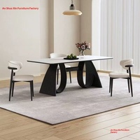 Nouvelle Table à Manger Rectangulaire en Chêne et Marbre Luxe Léger 2026, Design Minimaliste Moderne pour Petits Appartements, Chaises Pliantes