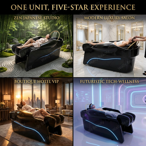 Lit de spa japonais de luxe 3-en-1 avec circulation d'eau, lit de massage pour <span class=keywords><strong>shampoing</strong></span> et chaise de <span class=keywords><strong>shampoing</strong></span> avec masseur, équipement de salon - Product Image 3