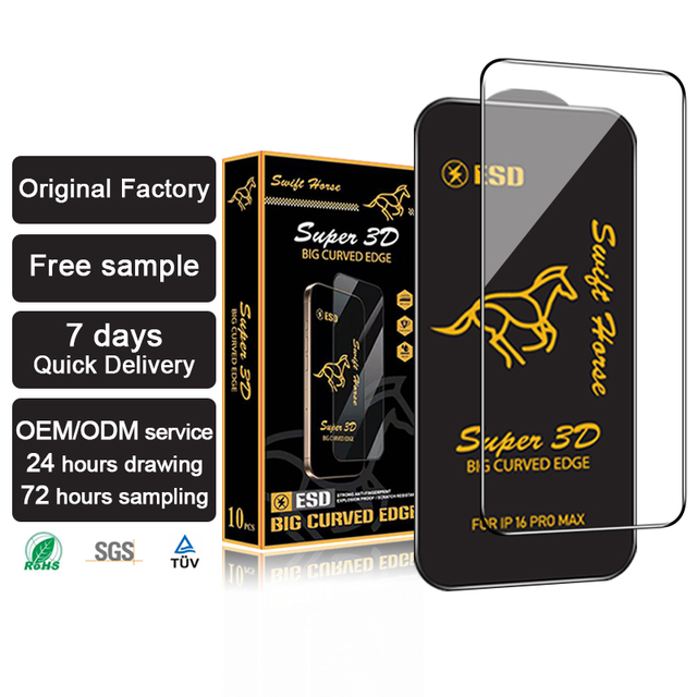 ESD Screen Protectors for iPhone 12 Pro 16 Pro Max 3D Radian Tempered Glass HD Clear Anti-Scratch Mobile Phone Screen Protector