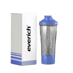 Nueva llegada Gym Sport Tritan 600ml Shaker Bottle Sustainable Protein Powder Shaker eléctrico bien sellado con tapa de cuerda