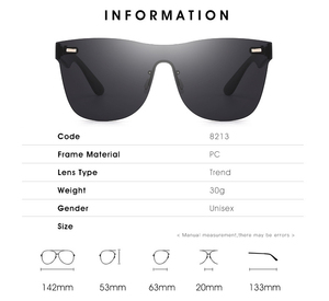 SKYWAY Kính Râm Một Mảnh Không Khung Thiết Kế Thương Hiệu Cao Cấp Kính Râm Ống Kính Đơn Thời Trang - Product Image 3