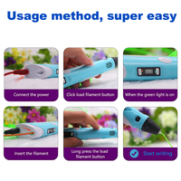 Stylo d'impression 3D automatique USB, dessin DIY, 9M de filament PLA, animaux verts, graffiti, jouets éducatifs, outils artistiques, cadeau d'anniversaire pour enfants