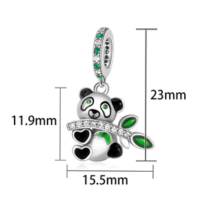 <span class=keywords><strong>Abalorios</strong></span> de <span class=keywords><strong>Plata</strong></span> Pan Charms, Mano de Panda Madre e Hijo con Hoja de Bambú, Compatibles con Pulseras Originales, Joyería de Amistad, Día de la Madre, Berluque - Product Image 5