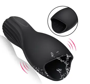 Automatische Mannelijke Masturbator Cup Zwart 10 Speed Vibrator Penis Delay Trainer Massager Eikel Stimuleert 18 + Volwassen Seksspeeltjes Voor Mannen %