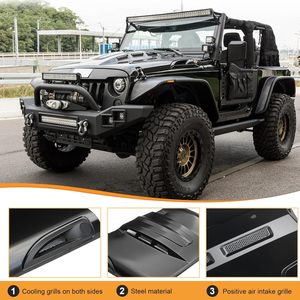 Nouveau capot de moteur en acier Avenger pour Jeep Wrangler JK 2007-2017 et protection de capot avec vis - Noir - Product Image 6