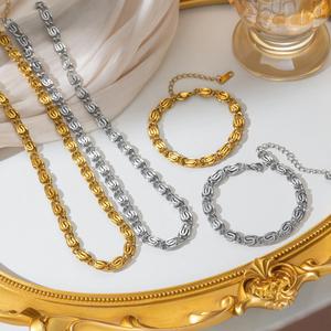 Pulsera de Cadena Imperial de Acero Inoxidable, Collar con Colgante, Pulsera de Cadena Chapada en Oro de 18k para Mujeres y Hombres - Product Image 1