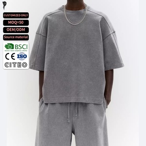 Custom Vintage Acid Washed Heavyweight Men <b>T</b>-<b>Shirt</b> Oversized Drop Shoulder Cotton <b>Boxy</b> <b>T</b> <b>Shirt</b> - Product Image 1