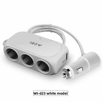 Chargeur de voiture USB 12V YXJH en gros avec lumières colorées pour allume-cigare - Adaptation universelle pour 1 à 3 voitures
