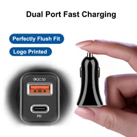 Ports USB C Type-C Chargeur de voiture 38W PD Charge rapide Adaptateur d'alimentation intelligent adaptatif Téléphone USB Caméra Tablette Chargeur de voiture USB
