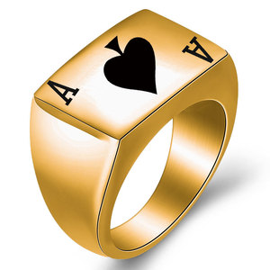 Bague Ace Of Spades en acier inoxydable, 13 mm, en forme de cœur, bijoux de mode unisexe, cadeau - Product Image 2