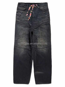 Coupe ample avec étiquettes Unisexe Genou Empiècements Baggy Pantalon Large Jambe Imprimé Ceinture Hommes Baggy Pantalon Anneau Italien Denim George V Baggy Jeans - Product Image 6