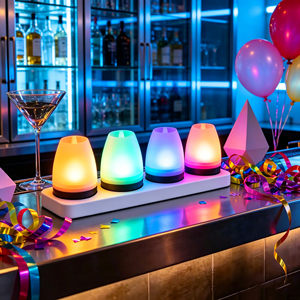 ชุดไฟสร้างบรรยากาศ (4 ชิ้น) – โคมไฟเทียนแบบสัมผัสควบคุมได้ ชาร์จซ้ำได้ พร้อมไฟ LED เปลี่ยนสีได้ และแท่นชาร์จ - Product Image 4