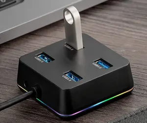 OEM DHB1 0.3M USB To 4 USB Ports Colorful Flashing Small USB 3.0 HUB Adapter