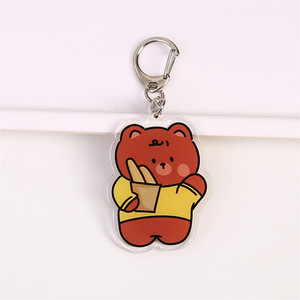 Porte-clés en PVC transparent en gros, motif ours de dessin animé imprimé UV, accessoires de <span class=keywords><strong>sac</strong></span> à dos tendance, souvenir d'entreprise - Product Image 3
