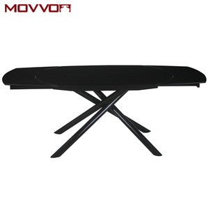Tavolo da pranzo girevole allungabile minimalista moderno con lacca rettangolare <span class=keywords><strong>in</strong></span> <span class=keywords><strong>vetro</strong></span> Top <span class=keywords><strong>Design</strong></span> nuovo modello <span class=keywords><strong>di</strong></span> fabbrica vendere materiale <span class=keywords><strong>in</strong></span> acciaio - Product Image 4