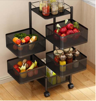 QINGDAO Panier de Rangement Rotatif pour Fruits et Légumes, Organisateur de Cuisine à 3/4/5 Niveaux