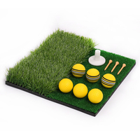 Tapis de frappe de golf portable avec surface de gazon véritable Aide à la pratique de l'herbe longue pour l'entraînement à domicile