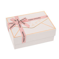 Luxuriöse Elegante Rosa Geschenkbox mit Deckel und Boden, Dekorativer Schleifenband und Goldfolien-Logo für Premium-Geschenkverpackungen