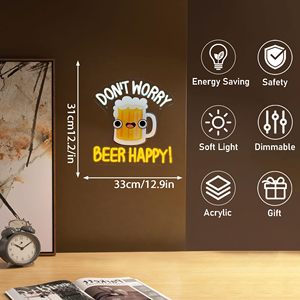 Letrero de Neón 'Don't <span class=keywords><strong>Worry</strong></span>, Beer Happy', Luz de Neón LED para Bar, Luces de Cerveza para el Día del Padre, Letreros de Neón Personalizados - Product Image 5