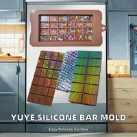 Moule à chocolat rectangulaire antiadhésif en silicone, holographique, résistant à la chaleur, pour barres fourrées