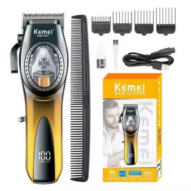 Kemei KM-1767 Hair Clippers Professional Best Hair Trimmers Lcd Digital Display USB Hair Cutting Machine for Barber Shop