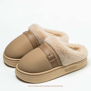 Nouvelles pantoufles imperméables en PU 2026 pour hommes et femmes, doublées polaire, semelle épaisse antidérapante, chaudes, pour intérieur et extérieur - Product Image 6